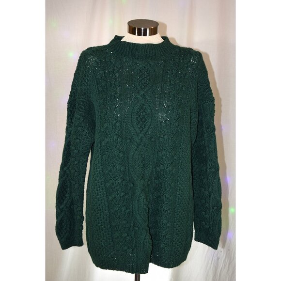 Express Sweaters - Vintage Express Tricot Hand Knitted Green Sweater size S